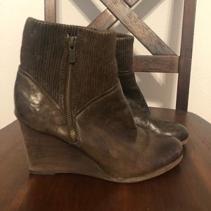 Frye Brown Wedge Booties